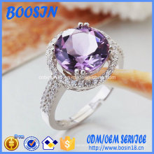 High Quality 925 Sterling Silver Wedding Ring with Purple Crystal